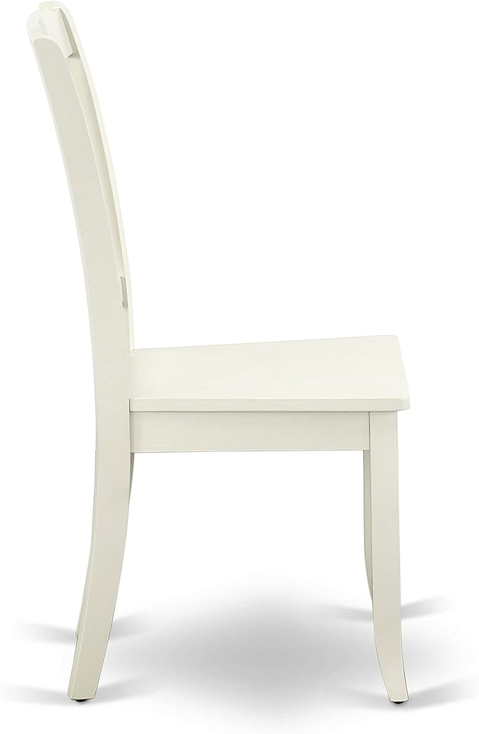 East West Furniture HBDA3-LWH-W 3 Piece Modern Dining Table Set Contains a Round Wooden Table with Pedestal and 2 Dining Chairs, 42x42 Inch, Linen White