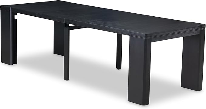 X12EL-0C6-35 - 14-piece Dining Room Table Set a Rectangular Dining Table with a coffee Table and 12 Doeskin Linen Fabric Kitchen Chair, 39x120 Inch, Wire Brushed Black