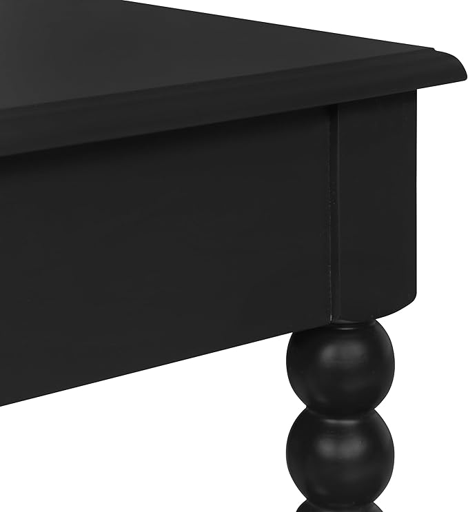 OSP Home Furnishings Elise Cottage Style Table with Spindle Legs, Open Storage Shelf, Side Table, Black Finish