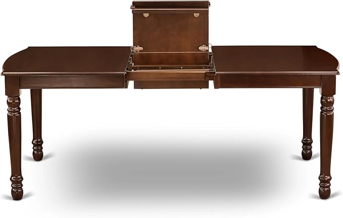 East West Furniture DOML7-MAH-W 7 Piece Dining Set Consist of a Rectangle Dining Room Table with Butterfly Leaf and 6 Wood Seat Chairs, 42x78 Inch, Mahogany