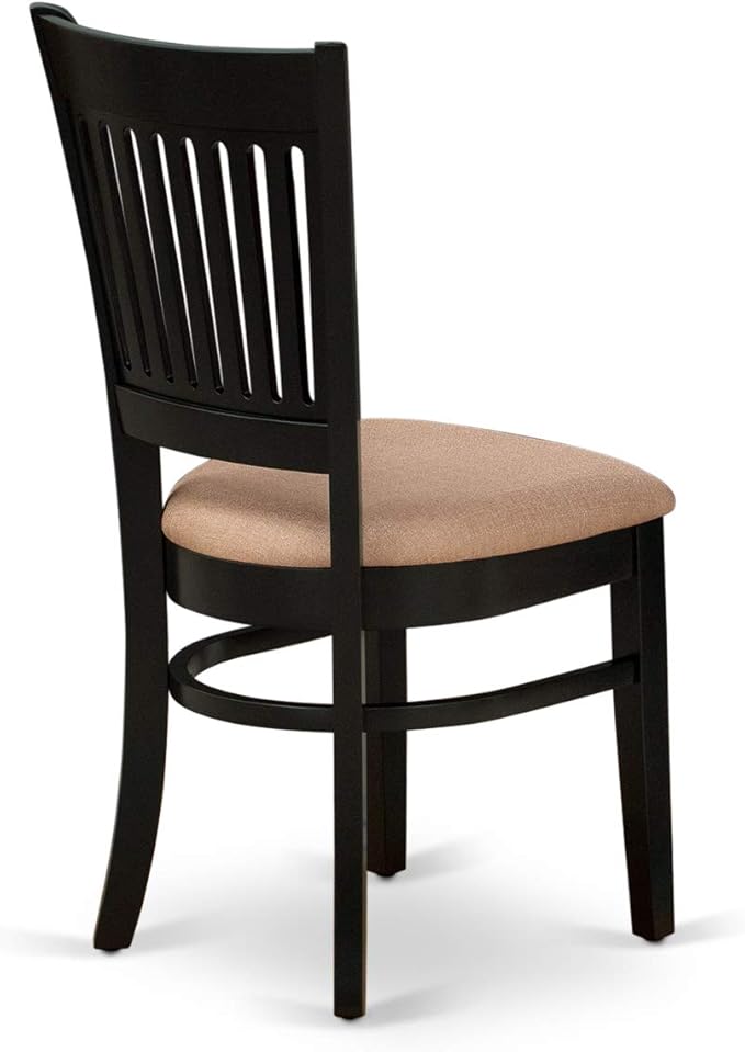 East West Furniture DLVA5-BLK-C 5 Piece Dining Table Set for 4 Includes a Round Kitchen Table with Dropleaf and 4 Linen Fabric Upholstered Dinette Chairs, 42x42 Inch, Black