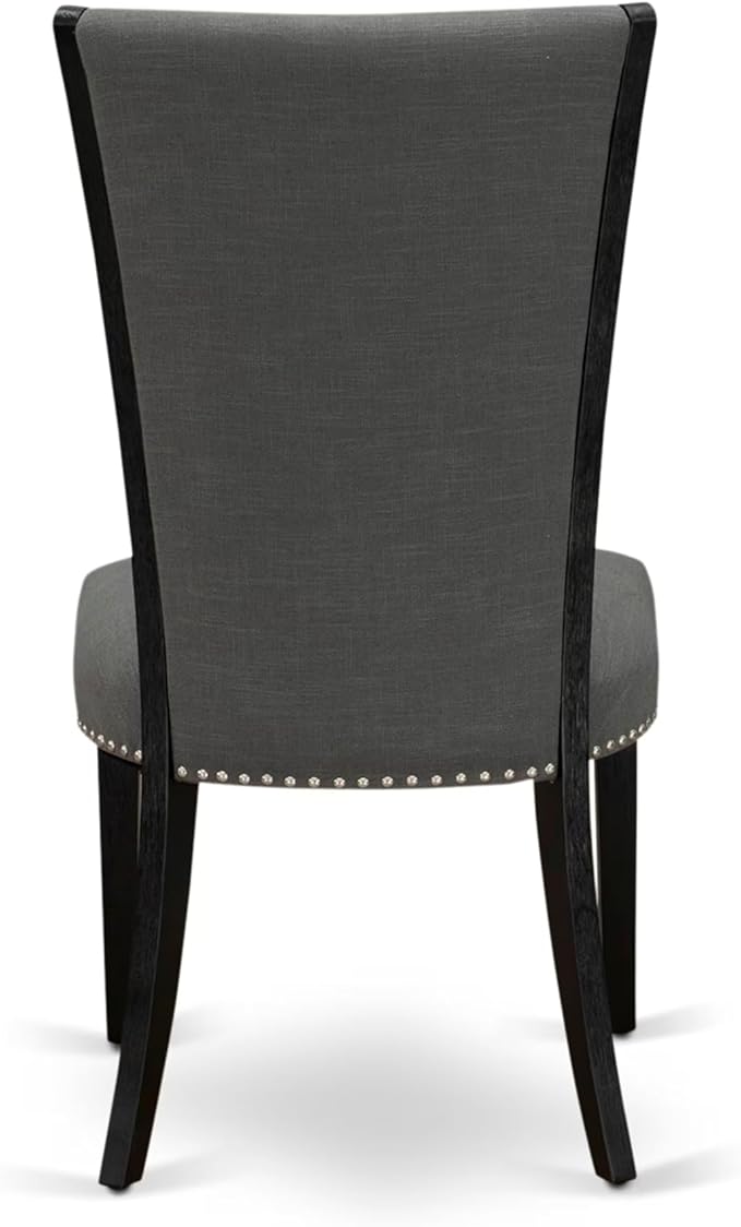 East West Furniture V696VE650-5 5 Piece Dining Set Includes a Rectangle Dining Room Table with V-Legs and 4 Dark Gotham Linen Fabric Parsons Chairs, 36x60 Inch, Multi-Color
