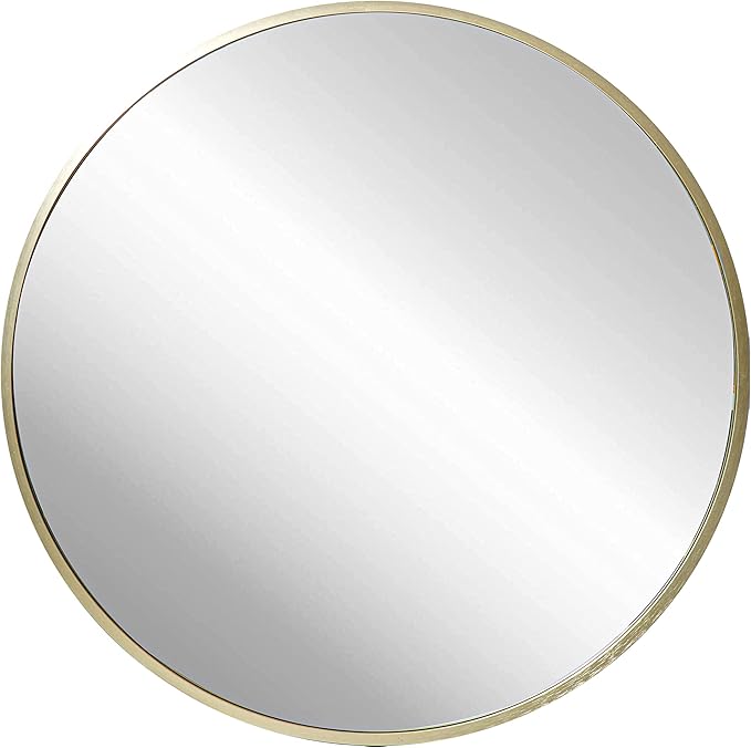 FrameWorks 20" Deluxe Contemporary Brass Gold Circular Aluminum Mirror