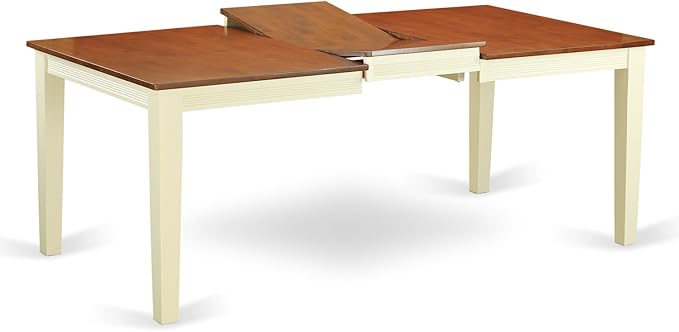 East West Furniture QUDA7-BMK-W 7 Piece Dining Table Set Consist of a Rectangle Wooden Table with Butterfly Leaf and 6 Dining Room Chairs, 40x78 Inch, Buttermilk & Cherry