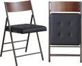 2 Pack Folding Chairs with Thick Padded Seat,Heavy Duty Steel Frame Foldable Dining Chairs with Soft Cushion Set of 2,Portable Indoor Outdoor for Home Kitchen,Office,Events,Wedding(Black)