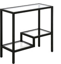Henn&Hart 24" Wide Rectangular Side Table in Blackened Bronze, Table for Living Room, Bedroom