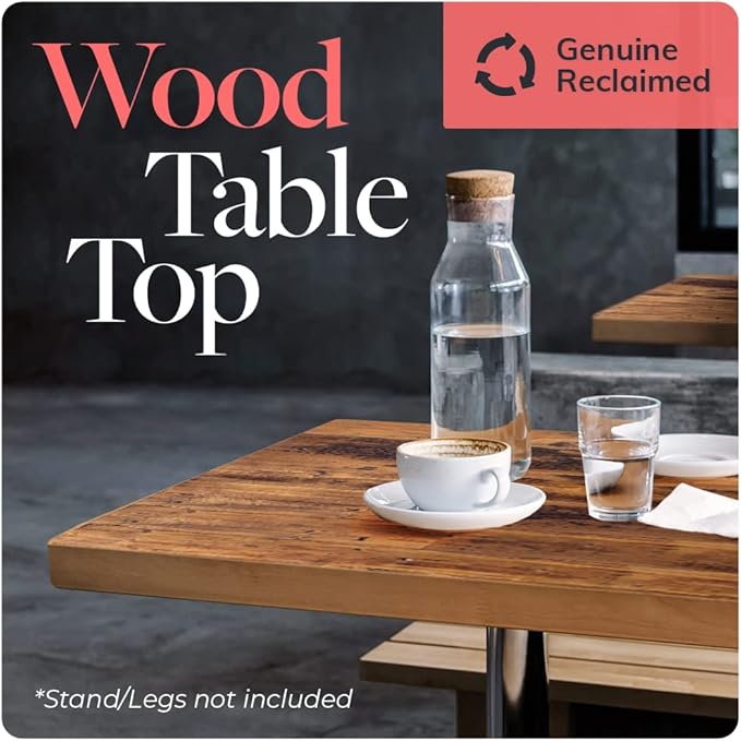Reclaimed Wood Table Top - Rustic Recycled Wooden Piece Perfect for Signs, Counters, Kitchens, Dining and Coffee Table Tops (Straight Plank Table Top, 24" x 24")
