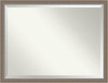 Amanti Art Brown Bathroom Mirror for Over Sink, 33x43 Eva Brown Narrow Rectangle Vanity Mirror, X-Large Rustic Farmhouse Frame, Hangs Horizonally and Vertically, Bathroom Wall Decor, Beveled Edge