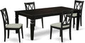East West Furniture LGCL5-BLK-C 5 Piece Dining Table Set for 4 Includes a Rectangle Kitchen Table with Butterfly Leaf and 4 Linen Fabric Dining Room Chairs, 42x84 Inch, Black