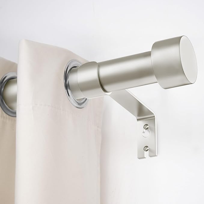 2 Pack Curtain Rods for Windows 66 to 120 Inch(5.5-10ft), 1 Inch Brushed Nickel Curtain Rods Set, Adjustable Extra Long Curtain Rod, Heavy Duty Outdoor Drapery Rods for Patio, Size 32"- 120"