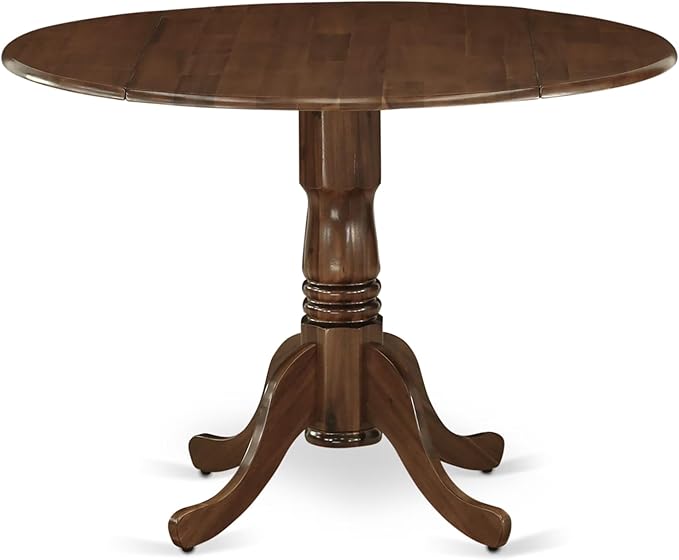 East West Furniture DLAS3-AWA-27 3 Piece Mid Century Modern Dining Set contain A Wood Table and 2 Light Gray Polyester Fabric Mid Century Modern Dining Chairs, Antique Walnut