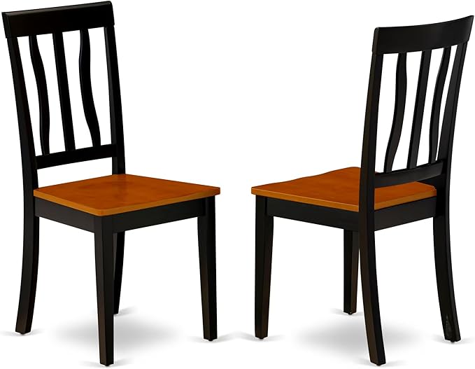 East West Furniture QUAN5-BCH-W 5 Piece Dining Room Table Set Includes a Rectangle Kitchen Table with Butterfly Leaf and 4 Dining Chairs, 40x78 Inch, Black & Cherry