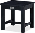 12 Inch Wooden Black Step Stool, Small Nature Beach Chair Under Desk, Indoor Acacia Wood Short Footstool for Living Room, Kitchen, Bathroom