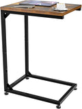 Simple Trending C Shaped End Table, Side Table for Couch, Small Sofa Table TV Tray with Metal Frame for Living Room, Bedroom, Rustic Brown