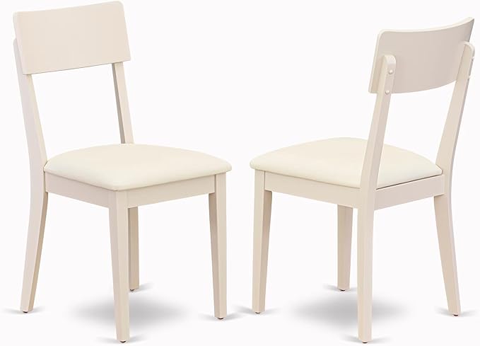 East West Furniture CAAD6-LWH-LC 6 Piece Dining Table Set Contains a Rectangle Dining Room Table and 4 Faux Leather Upholstered Chairs with a Bench, 36x60 Inch, Linen White