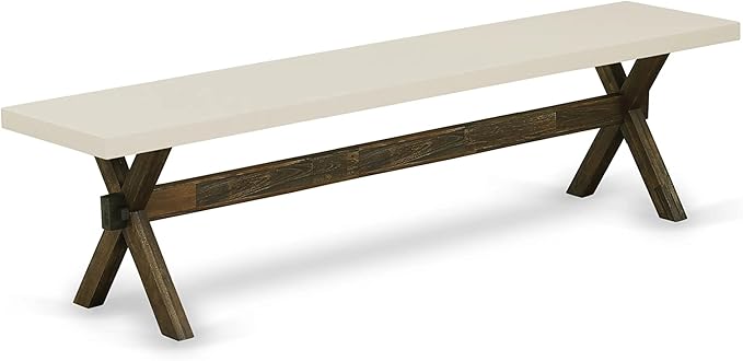 East West Furniture X727FL716-6 6 Piece Dining Set Contains a Rectangle Dining Room Table with X-Legs and 4 Dark Khaki Linen Fabric Parson Chairs with a Bench, 40x72 Inch, Multi-Color
