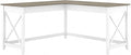 Bush Furniture Key West 60W Modern Farmhouse L Shaped Desk in Pure White and Shiplap Gray | 60-Inch Corner Table for Home Office