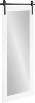 Kate and Laurel Cates Farmhouse Wood Framed Full Length Panel Mirror, 18 x 50, White, Barn Door-Inspired Rustic Mirrors for Wall