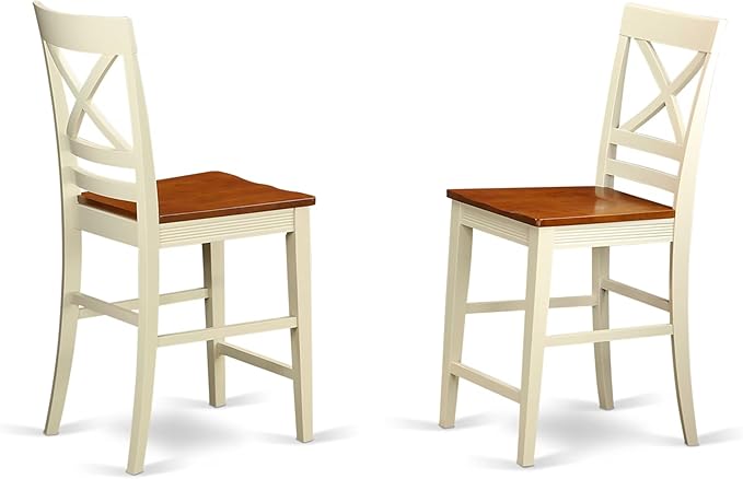East West Furniture PLQU9-WHI-W 9 Piece Dining Room Furniture Set Includes an Oval Kitchen Table with Butterfly Leaf and 8 Dining Chairs, 42x78 Inch, Buttermilk & Cherry