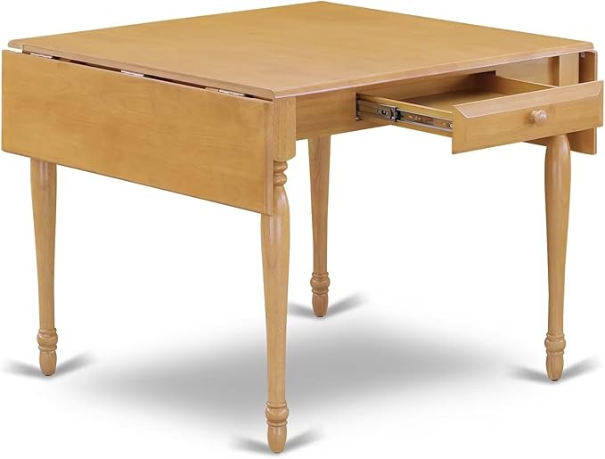 East West Furniture MZAN5-OAK-LC 5 Piece Modern Dining Table Set Includes a Rectangle Wooden Table with Dropleaf and 4 Faux Leather Upholstered Dining Chairs, 36x54 Inch, Oak