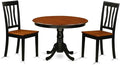 East West Furniture HLAN3-BCH-W 3 Piece Dining Table Set for Small Spaces Contains a Round Dining Room Table with Pedestal and 2 Wood Seat Chairs, 42x42 Inch, Black & Cherry