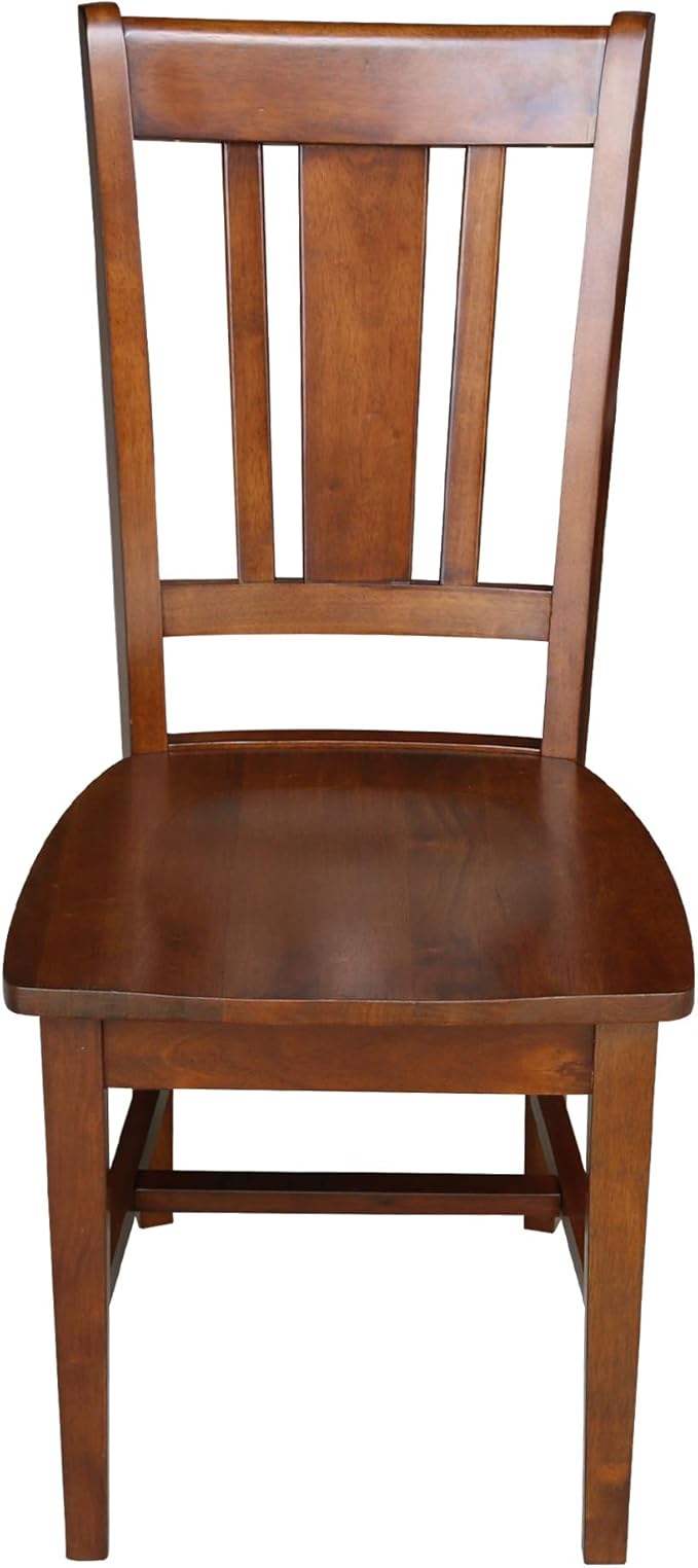IC International Concepts, Set of Two San Remo SplatBack Dining Chairs, Espresso, 225lbs wt capacity, Solid Real Wood, Sturdy Parawood, Espresso