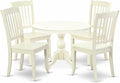 East West Furniture HBDA5-LWH-W 5 Piece Dinette Set for 4 Includes a Round Dining Room Table with Pedestal and 4 Kitchen Dining Chairs, 42x42 Inch, Linen White