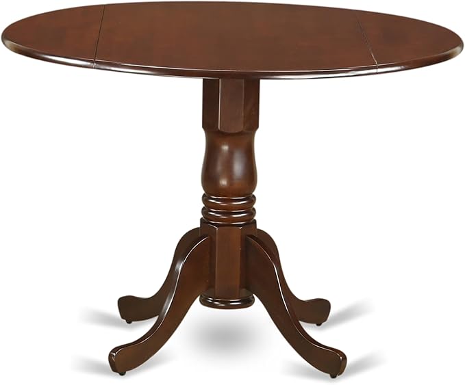 East West Furniture DMIP3-MAH-W 3 Piece Kitchen Table & Chairs Set Contains a Round Dining Room Table with Dropleaf and 2 Dining Chairs, 42x42 Inch, Mahogany