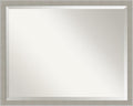Amanti Art Grey Wall Mirror 24x30 Woodgrain Stripe Grey Rectangle Bathroom Mirror for Wall Decor Living Room, Large Casual Wood Frame, Hangs Horizonally and Vertically, Bathroom Decor, Beveled Edge