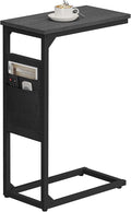 TUTOTAK C Shaped End Table, Side Table for Couch, Sofa Table with Storage Bag, TV Tray for Living Room, Bedroom, Black TB01BK082