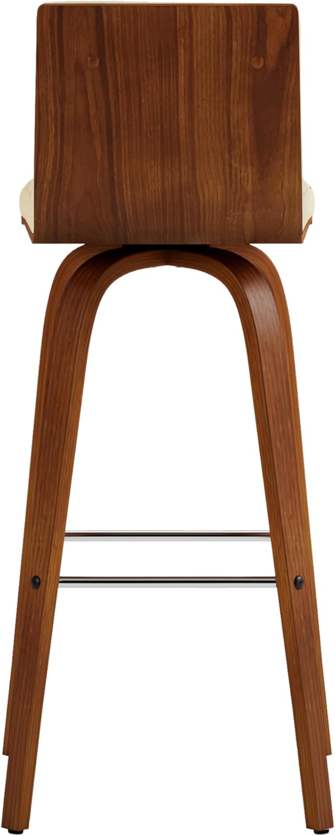 Vienna 30" Swivel Bar Stool in Walnut Wood Finish with Cream Faux Leather - Set of 3