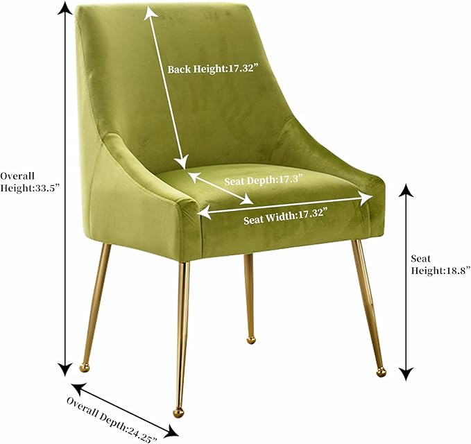 Modern Velvet Dining Chairs Set of 6, Contemporary Upholstered Furniture Collection with Polished Gold Metal Legs, Elegant Accent Chairs for Kitchen Living Room(Yellow Green)