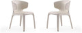 Manhattan Comfort Conrad Mid Century Modern Dining Chairs Woven Tweed Upholstered Kitchen Furniture with Contoured Back, Foam Padding & Metal Legs, Set of 2, Cream