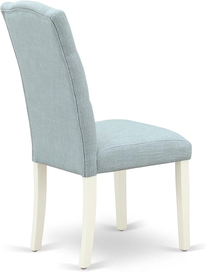 East West Furniture V097CE215-6 6 Piece Dining Set Contains a Rectangle Dining Room Table with V-Legs and 4 Baby Blue Linen Fabric Upholstered Chairs with a Bench, 40x72 Inch, Multi-Color