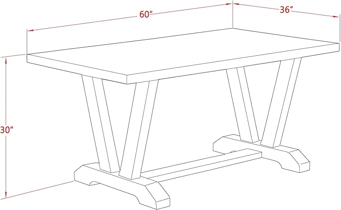 East West Furniture V696DR124-7 7 Piece Dining Table Set Consist of a Rectangle Dining Room Table with V-Legs and 6 Black Color Linen Fabric Upholstered Chairs, 36x60 Inch, Multi-Color
