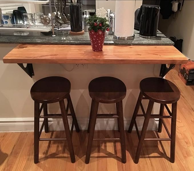 Industrial Rustic Wall-Mounted Table, Dining Table Desk, Pine Wood Wall-Mounted Bar Tables (40"X14")