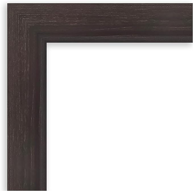 Amanti Art Brown Bathroom Mirror for Over Sink, 33x44 Sloped Espresso Rectangle Vanity Mirror, X-Large Modern Frame, Hangs Horizonally and Vertically, Bathroom Wall Decor, Non-Beveled Edge