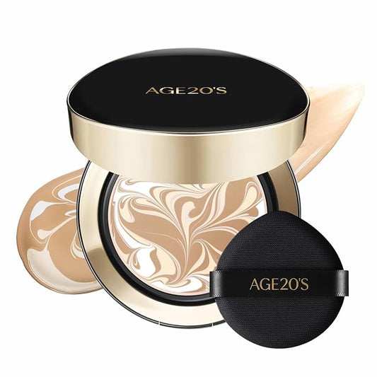 [Vegan] AGE20'S Signature Essence Pact | Pack of 1 | 21W WARM VANILLA | Korean Cushion Foundation | Cream Foundation, Dewy & Glow Finish, Natural Coverage, SPF 50+