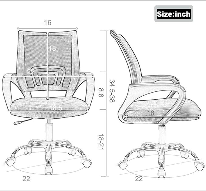 BestOffice Office Computer Chair Ergonomic Mesh Desk Chair with Lumbar Support Modern Executive Adjustable Stool Rolling Swivel for Back Pain (Orange)