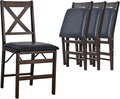 COLAMY Folding Dining Chairs Set of 4, Foldable Chairs with Padded Seats, Wood Folding Dining Room Chairs for Kitchen, Party, Camping, Dark Brown