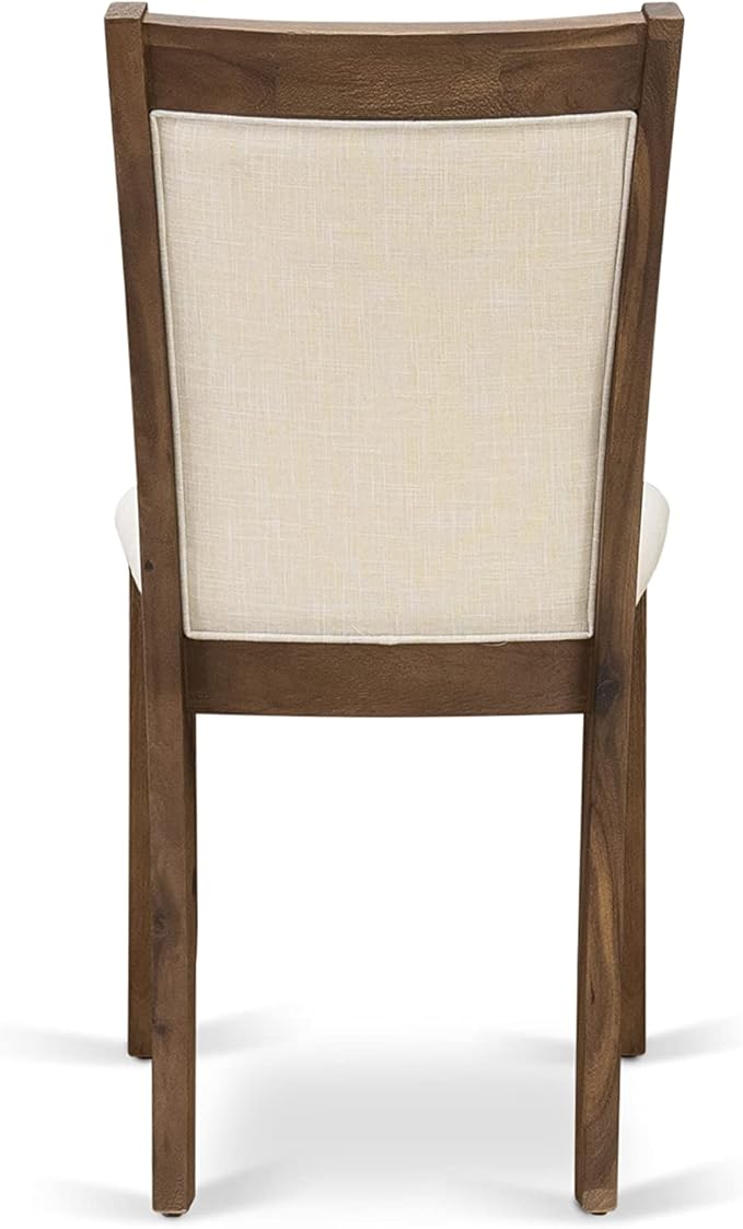East West Furniture X797MZN32-7 7 Piece Dining Room Furniture Set Consist of a Rectangle Dining Table with X-Legs and 6 Light Beige Linen Fabric Parsons Chairs, 40x72 Inch, Multi-Color