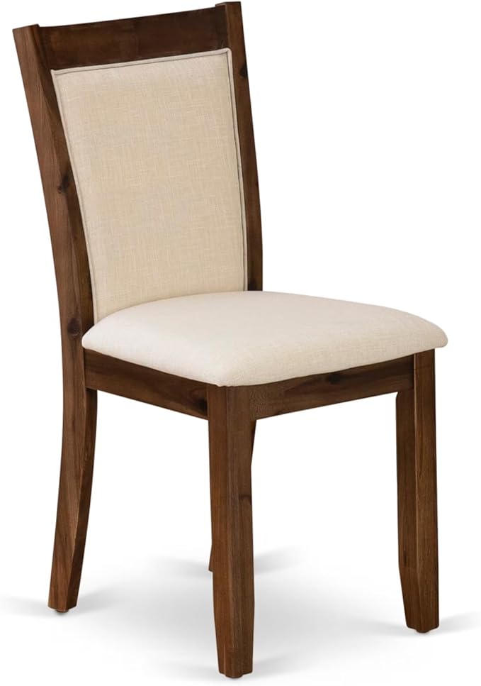 East West Furniture V727MZN32-5 5 Piece Dinette Set Includes a Rectangle Dining Room Table with V-Legs and 4 Light Beige Linen Fabric Parsons Dining Chairs, 40x72 Inch, Multi-Color