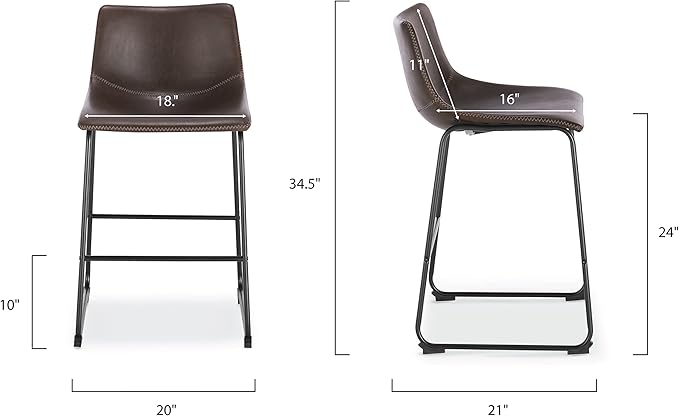 EdgeMod Brinley Counter Stool in Brown (Set of 3)