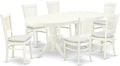 East West Furniture VAVA7-LWH-C 7 Piece Modern Dining Table Set Consist of an Oval Wooden Table with Butterfly Leaf and 6 Linen Fabric Upholstered Dining Chairs, 40x76 Inch, Linen White