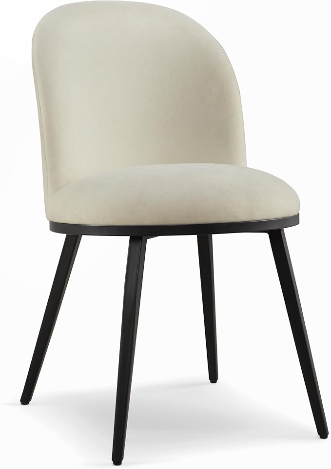 Dining Chairs Set of 6, Fabric Upholstered Dining Room Chairs with Ergonomic Backrest & Metal Legs, Modern Kitchen Side Chairs for Home, Restaurant, and Café, Sand, 2 Boxs