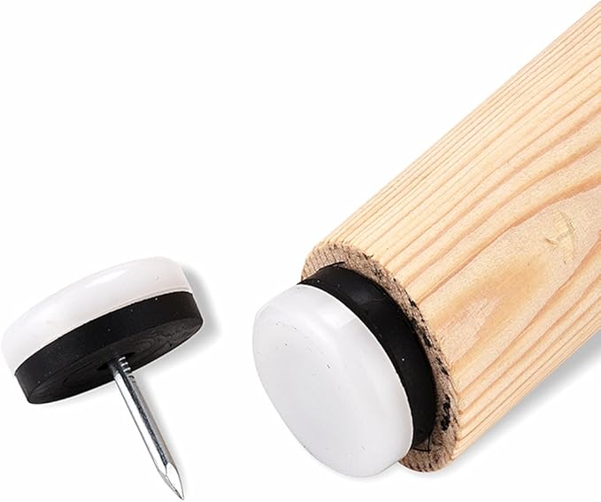 ALIMITOPIA 40pcs Furniture Glide Nail-in Thickened Nylon Chair Glide Slider Furniture Pad Floor Protector for Wooden Furniture Chair Tables Leg Feet(Φ22mm or 0.9";White)