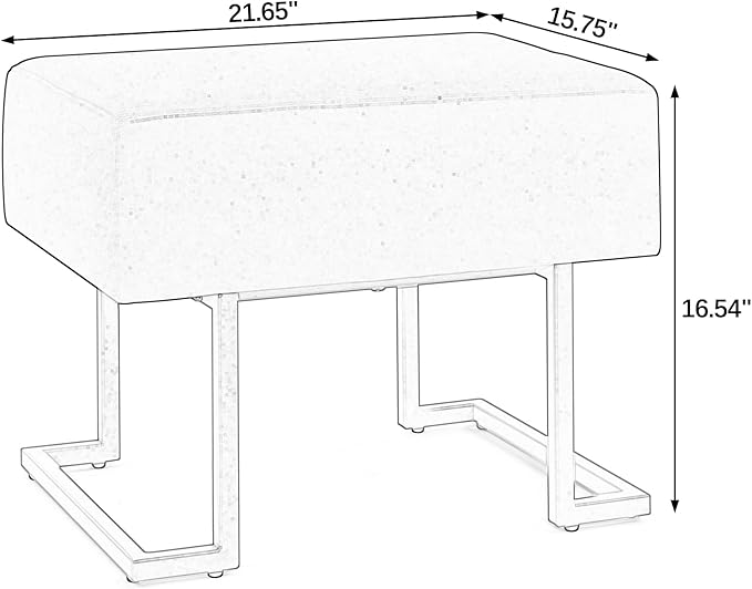 Modern Style Bedroom Single Seat Bench, Cushioned Bed end Stool, Living Room Sofa Stool, Footstool with Golden Iron Legs, Suitable for Bedroom and Living Room (Orange, 21.65"x15.74"X16.53")