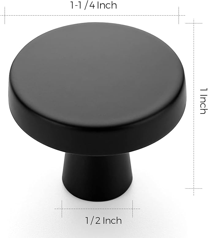 Ravinte 10 Pack Drawer Pulls 1-1/4 Inch Kitchen Cabinet Knobs Solid Round Dresser Drawer Knobs Matte Black Dresser Knobs Drawer Knobs Simple Cabinet Hardware for Cupboard Drawer Pulls