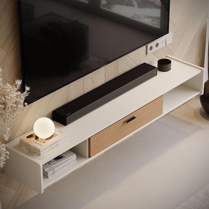 94'' Floating TV Stand,Wall Mounted TV Console,Floating TV Cabinet,Under TV Shelf for Bedroom Living Room(White)