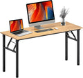 DlandHome Computer Desk, 59.8Inch Office Desk Computer Table, Study Writing Study Desk for Home Office, Teak and Black